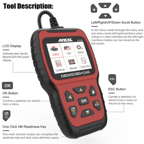 Outil de diagnostic de voiture de lecteur de moteur de scanner d'Ancel AS500 OBDII SH16561416-08