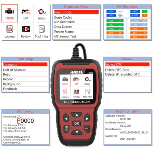 Outil de diagnostic de voiture de lecteur de moteur de scanner d'Ancel AS500 OBDII SH16561416-08