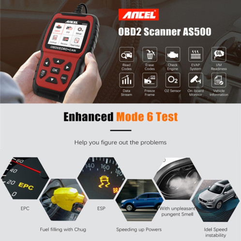 Outil de diagnostic de voiture de lecteur de moteur de scanner d'Ancel AS500 OBDII SH16561416-08