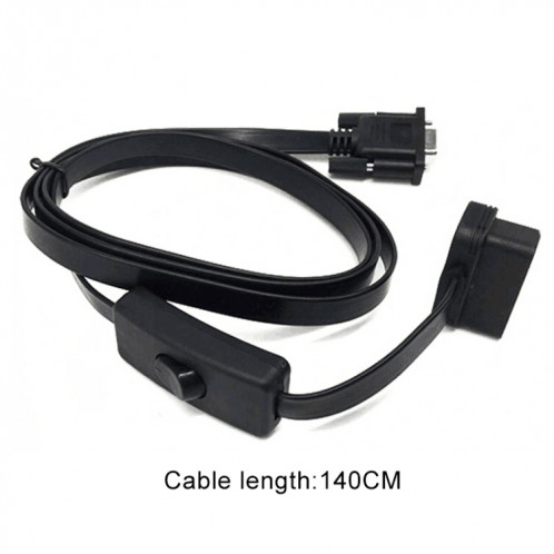 Outil de diagnostic étendu OBD de voiture OBD2 16PIN à câble série RS232 DB9 avec interrupteur SH20601774-06