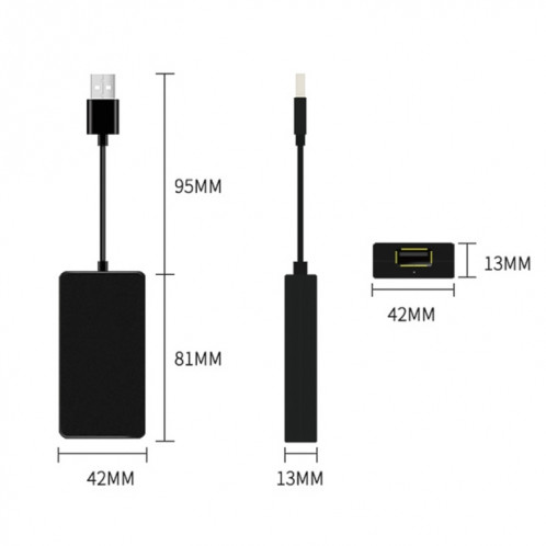 Navigation de voiture pour Android / Apple Carplay Module Bluetooth sans fil Adaptateur Carplay USB pour téléphone intelligent automatique (noir) SH072B1555-011