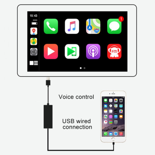 Navigation Android de voiture Module Carplay Android / iOS Adaptateur Carplay USB pour téléphone intelligent automatique (noir) SH073B1904-07