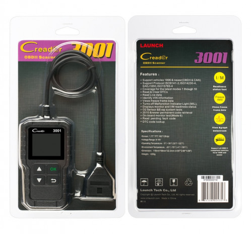 Lancez l'outil de Diagnostic de détecteur de défaut OBD2 de lecteur de Code d'écran de couleur de voiture de Creader CR3001 SH2118296-012