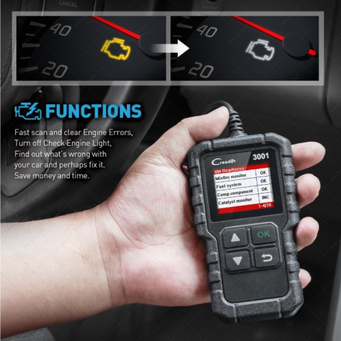 Lancez l'outil de Diagnostic de détecteur de défaut OBD2 de lecteur de Code d'écran de couleur de voiture de Creader CR3001 SH2118296-012
