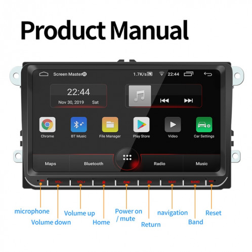 9093 voiture HD 9 pouces récepteur radio lecteur MP5 pour Volkswagen, support FM et Bluetooth et carte TF et GPS et WiFi SH2202789-020