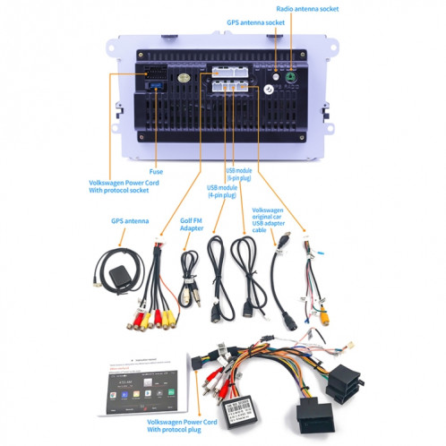 9093 voiture HD 9 pouces récepteur radio lecteur MP5 pour Volkswagen, support FM et Bluetooth et carte TF et GPS et WiFi SH2202789-020