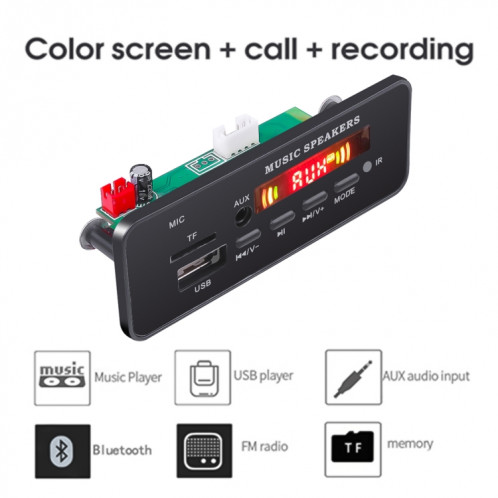 Carte de décodeur de lecteur MP3 Audio 12V 2x3W Radio FM TF USB 3.5mm AUX, avec Bluetooth et fonction d'appel d'enregistrement et télécommande SH22591065-07