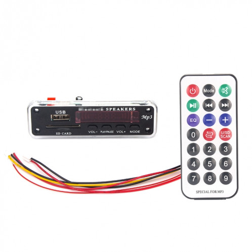 Voiture 5V écran couleur Audio lecteur MP3 carte décodeur Radio FM carte SD USB, avec fonction Bluetooth et télécommande SH2260794-04