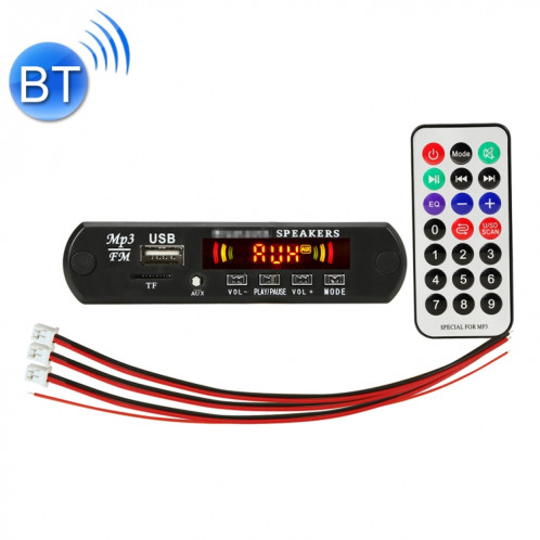 Carte de décodeur de lecteur MP3 audio 5V 2x3W de voiture Radio FM TF USB 3.5mm AUX, avec Bluetooth / fonction d'appel d'enregistrement / amplificateur de puissance / télécommande SH22681260-04