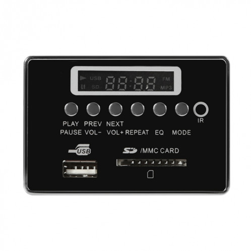 Voiture 12V Audio Lecteur MP3 Carte Décodeur Radio FM Carte SD USB AUX, avec Bluetooth / Télécommande (Noir) SH271B203-05