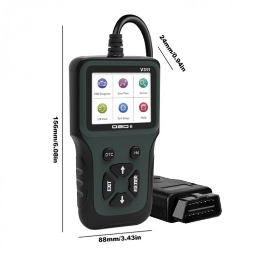 Détecteur de défaut de voiture à écran couleur Scanner V311 OBD2 8 ~ 36 V, prend en charge le chinois / anglais / français / allemand SH22761974-07