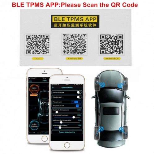 Système externe de détection de pression de surveillance de pression des pneus de voiture Bluetooth 4.0 TPMS SH22771558-012