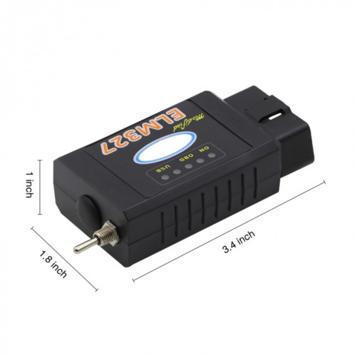 Outil de scanner de diagnostic automatique USB OBDII d'interface Bluetooth V1.5 ELM327 avec interrupteur SH31231743-07