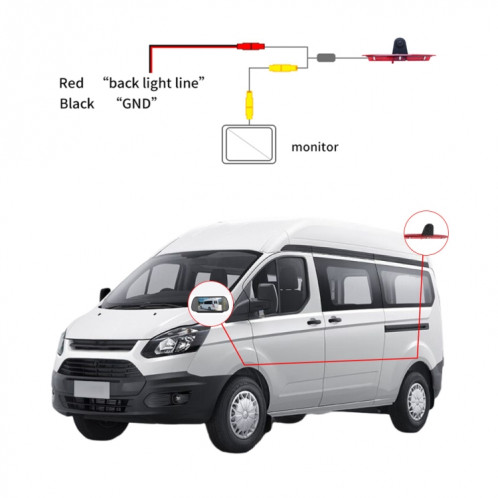 PZ466 voiture étanche 170 degrés caméra de vue de feu de freinage pour Ford Transit 2014-2015 SH3398841-011