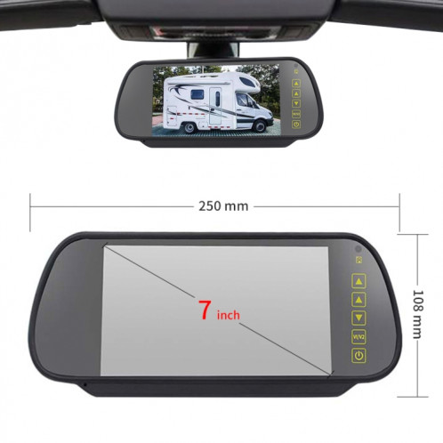 PZ466 voiture étanche 170 degrés caméra de vue de feu de freinage + moniteur de vue arrière 7 pouces pour Ford Transit 2014-2015 SH3399416-012