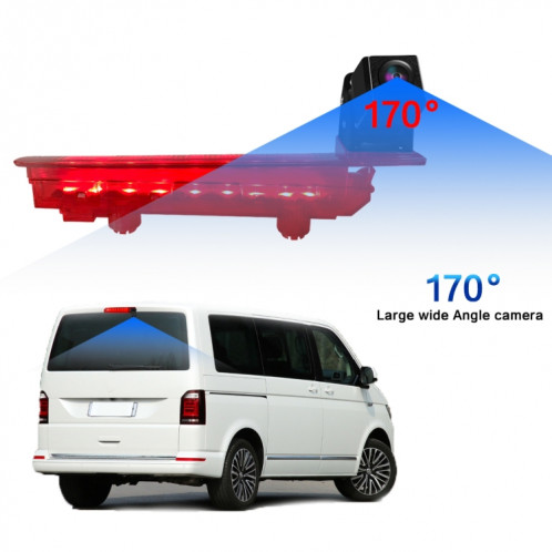 PZ470 voiture étanche 170 degrés caméra de vue de feu de freinage + moniteur de vue arrière 7 pouces pour Volkswagen T5 / T6 2010-2017 SH3407589-012