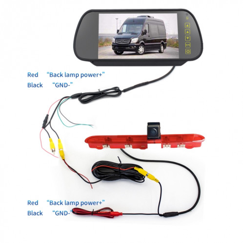 PZ471 voiture étanche 170 degrés caméra de vue de feu de freinage + moniteur de vue arrière 7 pouces pour citroën / Peugeot / Toyota SH34091758-012