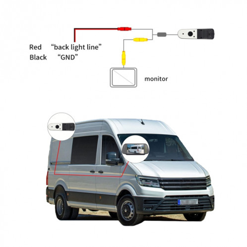 PZ475 voiture étanche 170 degrés caméra de vue de feu de freinage + moniteur de vue arrière 7 pouces pour Volkswagen Crafter SH34171445-012