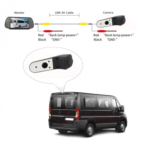 PZ475 voiture étanche 170 degrés caméra de vue de feu de freinage + moniteur de vue arrière 7 pouces pour Volkswagen Crafter SH34171445-012