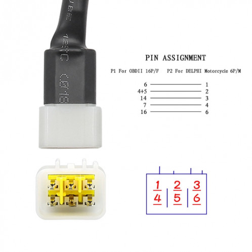 Câble de connecteur DELPHI moto OBD femelle à 6PIN SH3533838-05