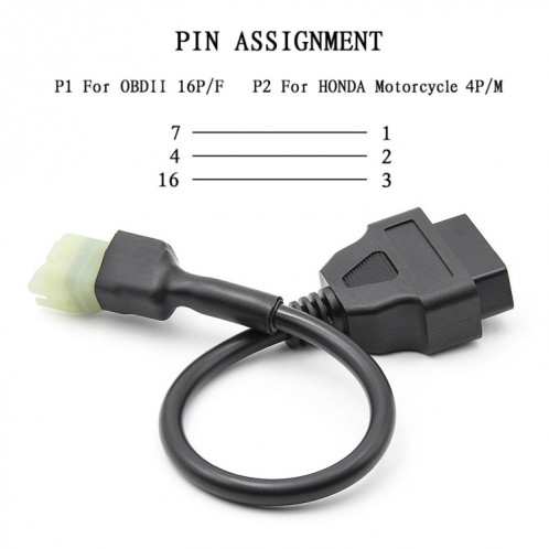 Câble de connecteur de moto OBD 16PIN femelle à 4PIN pour Honda SH3537459-05