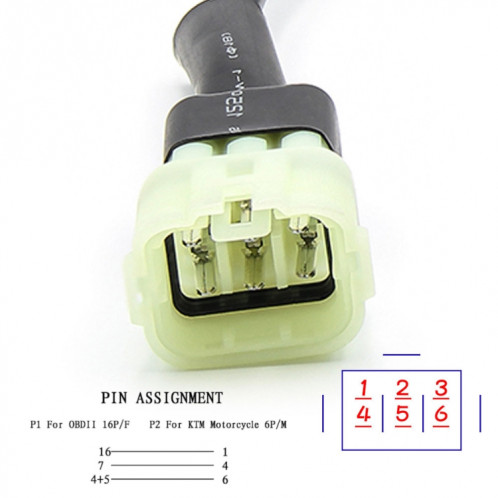 Câble de connecteur de moto OBD 16PIN femelle à 6PIN pour KTM SH35381896-05