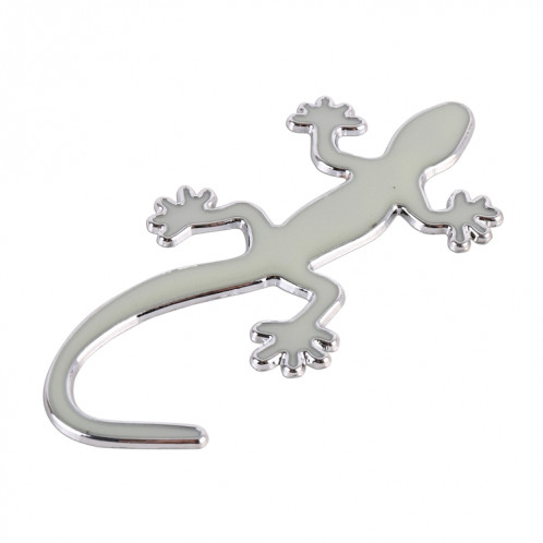 Autocollant décoratif lumineux de voiture en métal de forme de gecko (argent) SH634S968-06