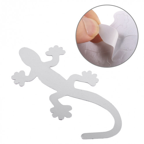 Autocollant décoratif lumineux de voiture en métal de forme de gecko (argent) SH634S968-06