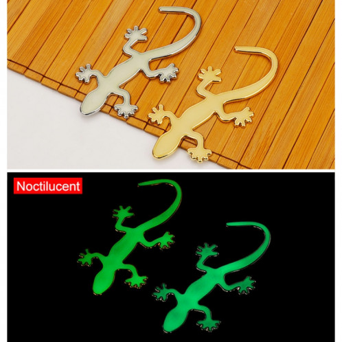 Autocollant décoratif lumineux de voiture en métal de forme de gecko (or) SH634J917-06
