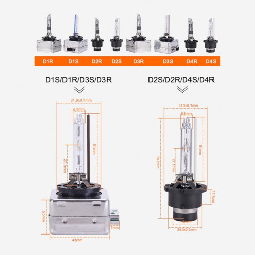 2 PCS D3R 8000K voiture HID Kit d'ampoule au xénon phare SH36791078-011