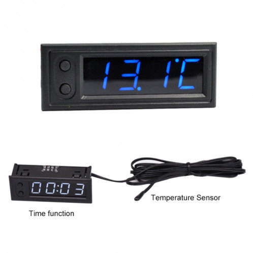 Horloge lumineuse à LED électronique haute précision de voiture 3 en 1 + thermomètre + voltmètre (bleu) SH928L69-06