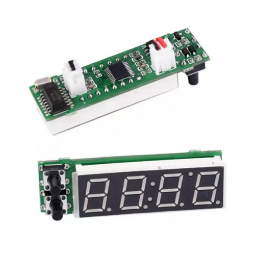 Horloge lumineuse électronique à LED haute précision de voiture 3 en 1 + thermomètre + voltmètre (vert) SH928G1595-06