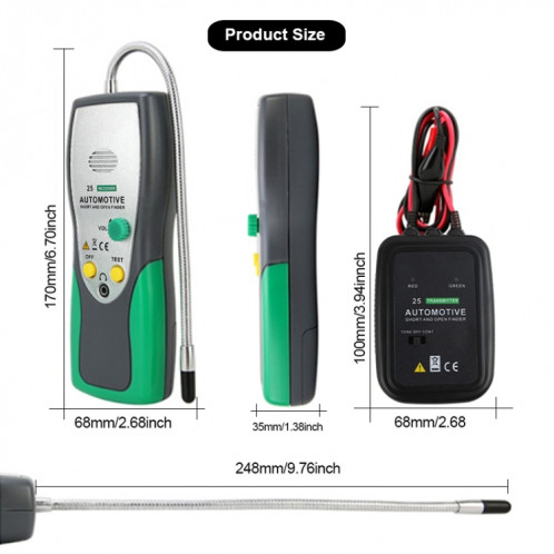 DUOYI DY25 Testeur de voitures Cable courte et ouvert de circuit Testeur Tester Tracer Diagnostic Tone Line Finder SH4494272-08