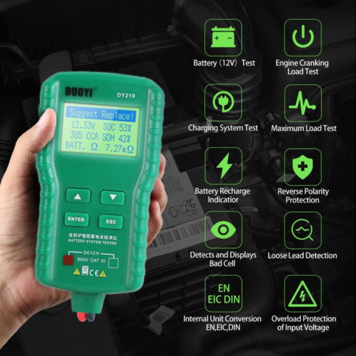 DUOYI DY219 Analyseur numérique Analyseur de voiture Détecteur de courant de diagnostic de diagnostic et détecteur de tension SH44961668-08
