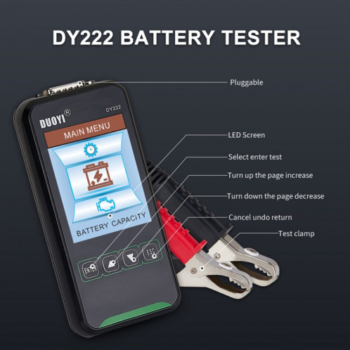 Testeur de batterie DUOYI DY222 voiture 12V / 24V SH4497767-010