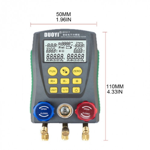 DUOYI DY517 Auto Air conditionné Réparation Réfrigérant électronique Compteur de climatisation Compteur de fluorure SH4498230-08