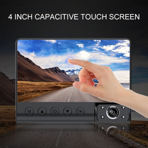 Miroir de rétroviseur de voiture à écran tactile de 4 pouces HD 1080P Trois enregistrement enregistreur de conduite DVR Support Détection de mouvement / enregistrement en boucle SH4517366-08