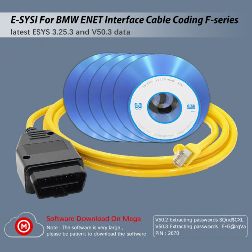 ESYS ENET pour ICOM BMW F-Series avec un ensemble complet de CD V50.3 Câble caché de brosse de voiture SH45761710-09