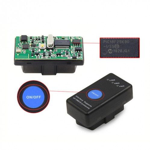 Mini Bluetooth 4.0 Scanner de diagnostic de panne de voiture OBD ABD ELM327 avec interrupteur d'alimentation SH4579806-011