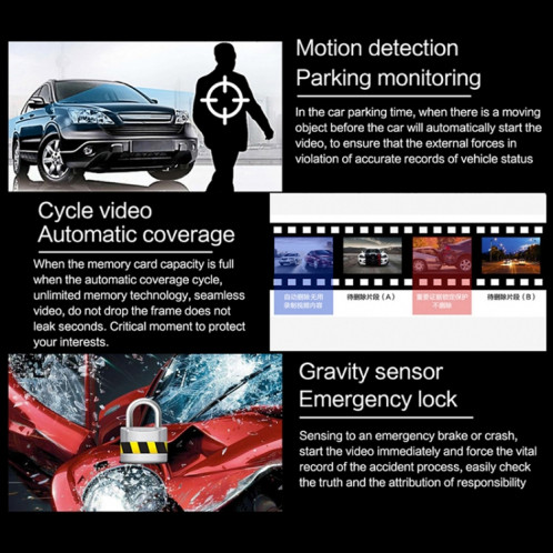 V8 HD 3 pouces Vision de la carte de voiture Schémas de conduite Hisilicon Schéma avec une caméra arrière 1080p SH47891677-010