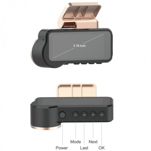 F22 3.16 pouces 1080p HD Night Vision WiFi Enregistreur de conduite connecté avec caméra de vue dans la voiture SH4797220-010