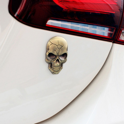 Autocollant de voitures en métal crâne de diable en trois dimensions (gris argenté) SH02SH929-06