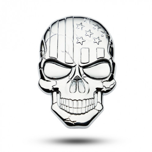 Crâne de diable tridimensionnel Sticker de voitures en métal (argent) SH803S611-07