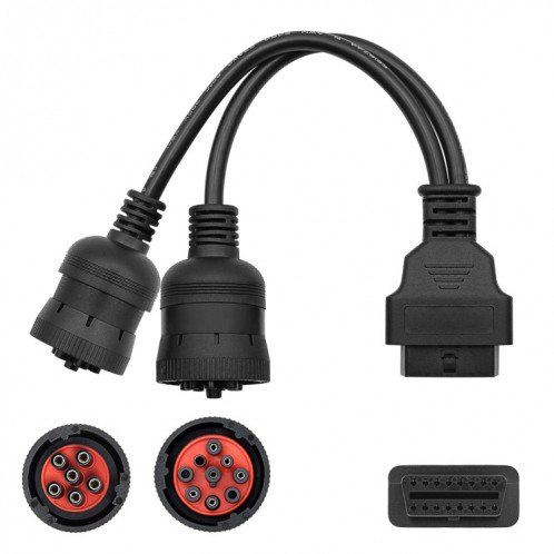 J1708 J1939 6Pin 9pin à OBD2 16pin Câble d'adaptateur de diagnostic de voiture féminin SH4822708-05