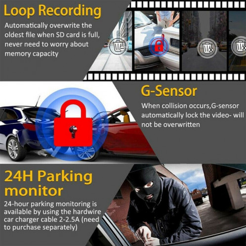 K5 5,5 pouces de voiture en streaming médias double enregistrement Starlight Vision Night Vision Recorder SH53851486-07