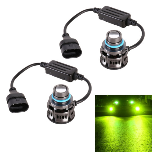 1 paire 9006 27W / DC12V Carreaux LED en alliage en aluminium (vert citron) SH71QN352-08