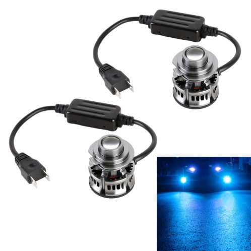 1 paire H7 27W / DC12V Car phare LED en alliage en aluminium (lumière bleue) SH72BL1815-08