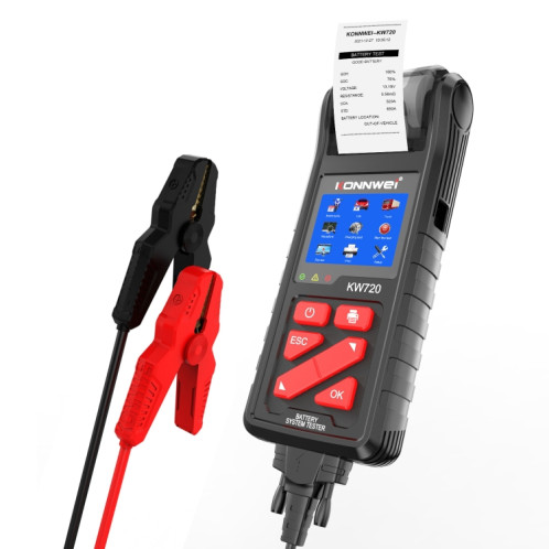 Konnwei KW720 Car 3,2 pouces Tester de batterie en plomb 6V-24V avec imprimante SK57131104-09