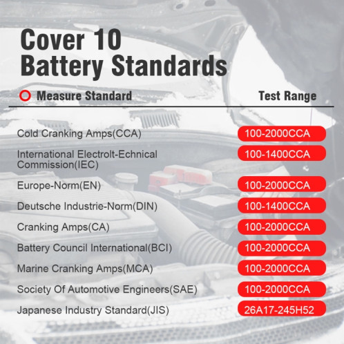Konnwei KW720 Car 3,2 pouces Tester de batterie en plomb 6V-24V avec imprimante SK57131104-09