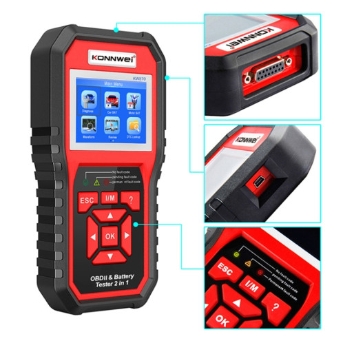 Konnwei KW870 2 en 1 voiture OBD2 Diagnostic de défaut + testeur de batterie SK5714643-09